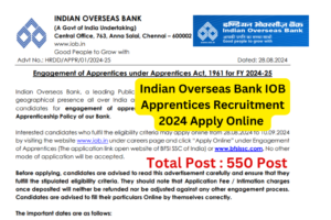 Indian Overseas Bank Apprentices Recruitment 2024