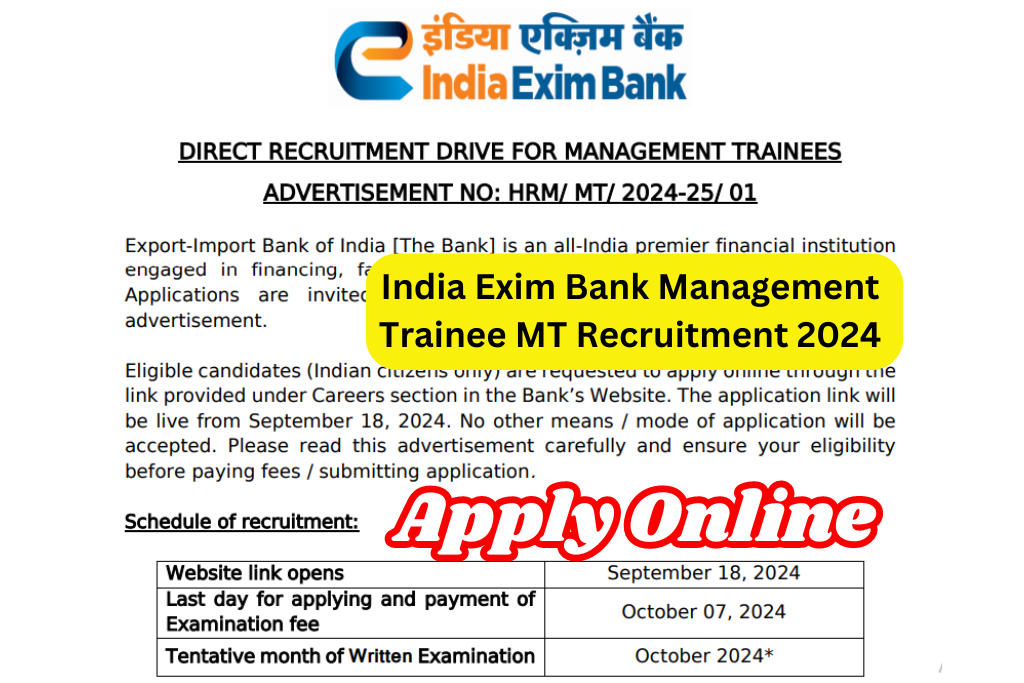 Exim Bank MT Recruitment 2024